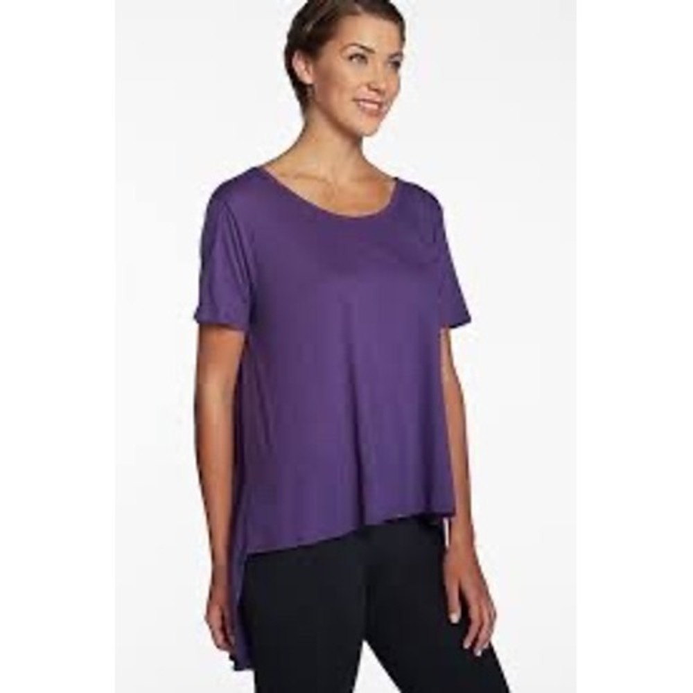 Fabletics Vibe Tee Purple Supima Cotton High Low Dropped Hem Shirt XL 12